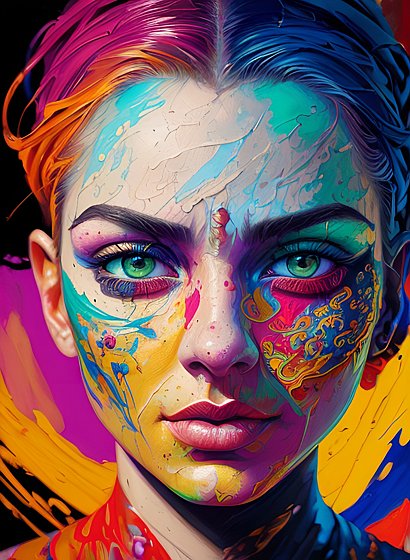 award winning extremely beautiful painting of a face, colorful ink, intricate details, movie poster