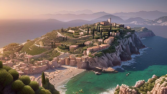 amazing shot of the italian mediterranean countryside - high-resolution  ultra-detailed  3D  hyper-realistic  photorealistic