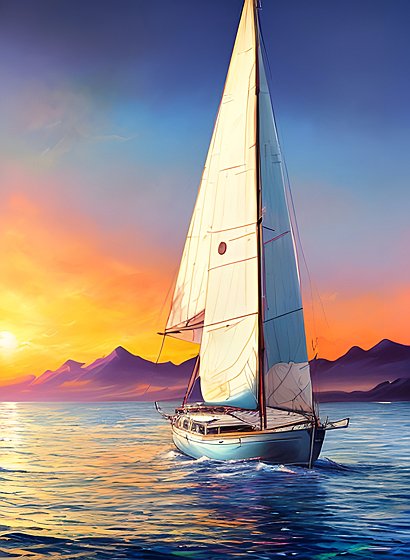 beautiful painting of a sailboat on the sea
