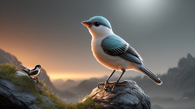 breathtaking picture of a cute little bird  intricate details  amazing landscape background