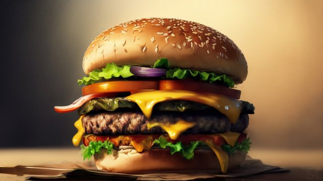 breathtaking painting of a burger, intricate details